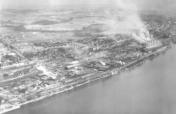 Aerial photograph of the works.