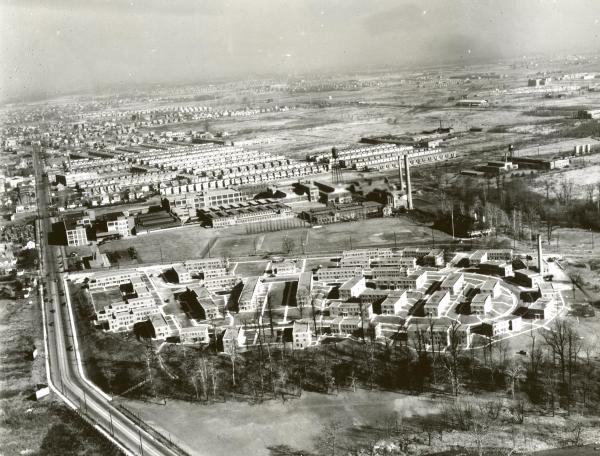 Aerial view of the housing project.