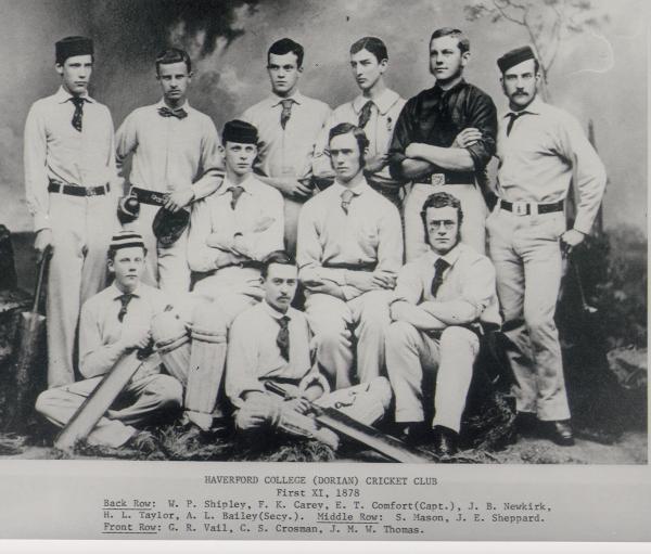 Group photograph of The Haverford College Cricket Team, Haverford, PA, 1878.   

 