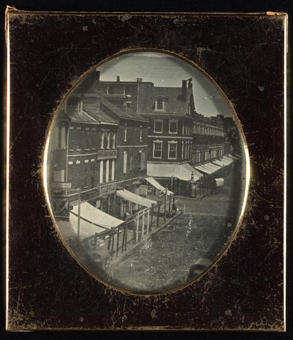 Eighth and Market Streets, Philadelphia, Sixth-plate daguerreotype 