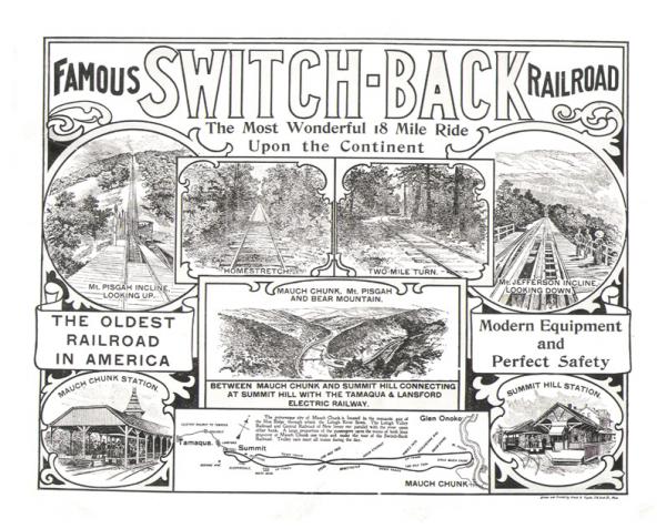 Advertisement for the "Famous Switch-back Railroad"