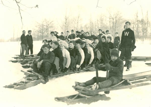 Westtown students on bobsleds (pre Flexible Flyer days)