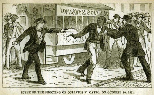 <i>Scene of the Shooting of Octavius V. Catto,</i> on October 10, 1871.