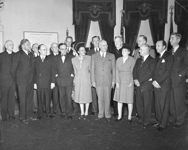 Sadie T.M. Alexander with President Harry S. Truman and other members of the Truman Commission on Human Rights, group portrait