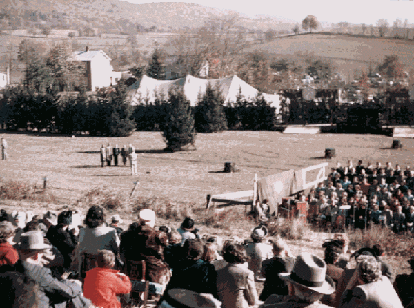 View of the amphitheater, choir and spectators, Aaronsburg, PA  
