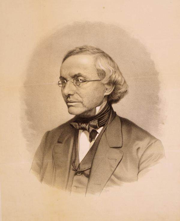 Rabbi Isaac Leeser (1806-1868), half-length portrait, left profile. 