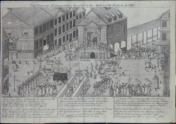 A city scene of the Paxton Expedition. 