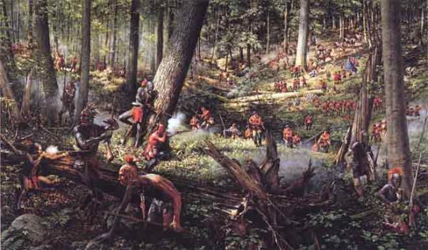 Colonel Henry Bouquet led a relief column towards Fort Pitt. The column was ambushed near Bushy Run Station, but after a two-day battle, illustrated here, Bouquet was victorious, and forced the Indians to abandon their siege of Fort Pitt. 