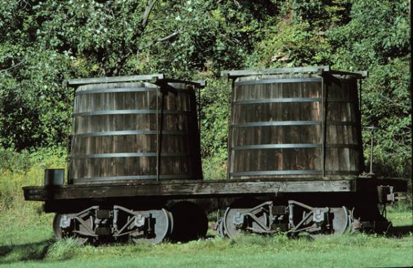 Oil tank cars on the railroad