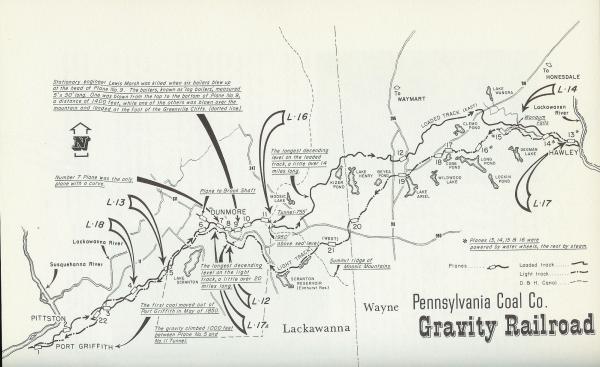 Map of the Pennsylvania Coal Company Gravity Railroad   