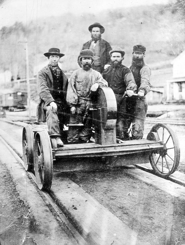 Section Gang on hand trolley, 1870