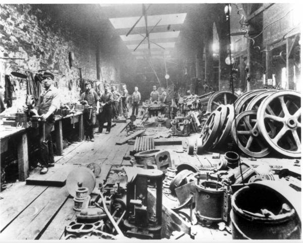 Image of the workers inside the works.