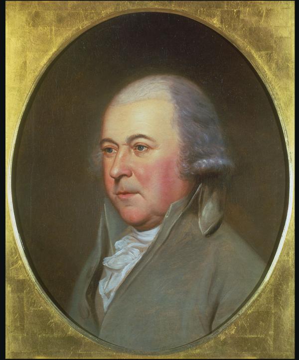 Oil on canvas of John Admas, head and shoulders, facing right.