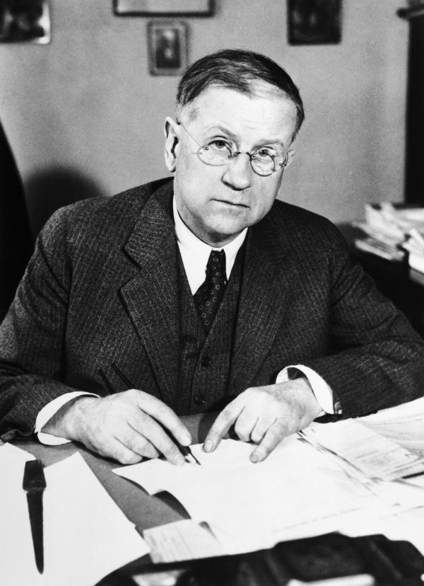 Harold L. Ickes, seen here at his desk in his office.
