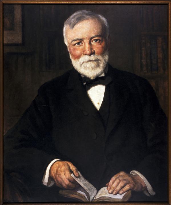 Oil on canvas of Andrew Carnegie.