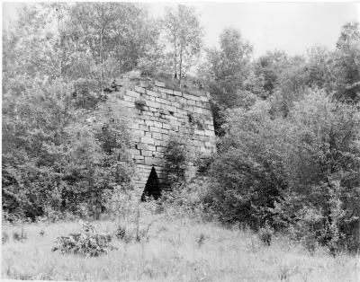 The remains of one of the iron furnaces at Brady's Bend Works. 