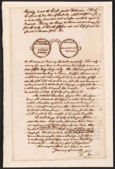 Sketch of Franklin's Design for Bifocals