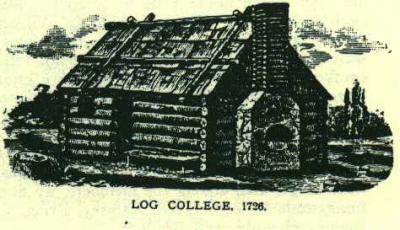 Image of a tiny one room log school.