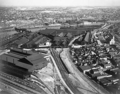Overhead view of the Homestead Steel Works.