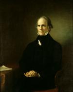 Oil on canvas portrait of Henry Clay seated at a desk. 