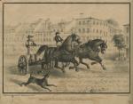 Drayman, horse and wagons, racing on the streets of Philadelphia.
