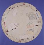 Image of the circular board with accessories.
