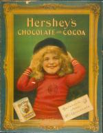 Advertisement; "Three Friends"; point of purchase poster depicting a little girl in red sweater, with  illustrations of first milk chocolate bar wrapper and  Hershey's breakfast cocoa.