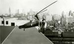 A Kellett Autogiro flying mail off the roof of the Philadelphia Post Office at 8th and Chestnut Streets, circa 1935. 