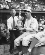 Grove Shows Trophy to Connie Mack 1932