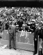 Marine veteran throwing out the first ball at Veterans Stadium.