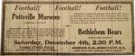 Advertisement for game between the Pottsville Maroons and Bethlehem Bears, December 1926.  