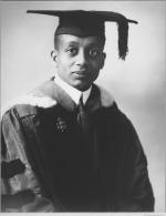 Alain Leroy Locke, portrait in doctoral cap and gown, ca. 1918.