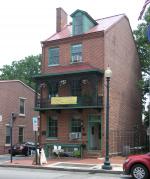 The brick Lincoln Building in West Chester, PA, where the first biography of Abraham Lincoln was published, in 1860. 