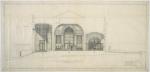 A pencil sketch architectural drawing of the Jules E. Mastbaum Foundation, Transverse section 