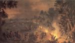 The Battle of Paoli, Xavier della Gatta Color painting of a battle scene  