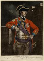 Formal portrait of Sir William Howe, by C. Corbett, in formal military dress.