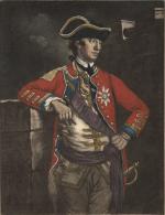 Formal portrait of Sir William Howe, by C. Corbett, in formal military dress.