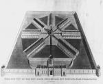 This etching of the Eastern State Penitentiary shows the radial plan designed by John Haviland.