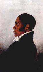 Oil on canvas of a profile of James Forten.'