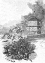This etching depicts the Indian attack on Fort Presque Isle in 1763.