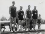 Johnny Weismuller with Swimming Teammates.