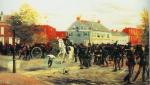 Painting of Union troops entering Carlisle, July 1, 1863, by Charles B. Cox, 1886.
