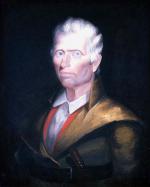 Oil on canvas of Daniel Boone, head and shoulders.