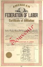 Original Charter for "Federated Trades Council," Issued August 30, 1901.
