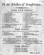 To the electors of Pennsylvania. Take your choice! Thomas M'Kean - or - James Ross ... [1799]. Election Broadside, 1799.