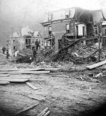 Wreckage from the 1889 Flood. The building in the background is the Cambria Iron offices