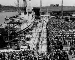 This photograph was taken at the launch of this ship on Memorial Day, 1944.   U.S.S. Jenks celebration 