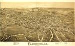 Birds eye view of the town of Carbondale, with numbered identification legend which includes the following: 7. Hendricks MFG Co. 9. Grist Mill Brownson and Fowler 10. Planing Mills 11. Breaker, Rease and Mosier 12. Colebrook Breaker Visible in the upper left corner of the image are two coal breakers
