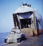 Tank Being Unloaded from a Landing Ship 