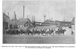 Cossacks on horseback leaving the steel mill.